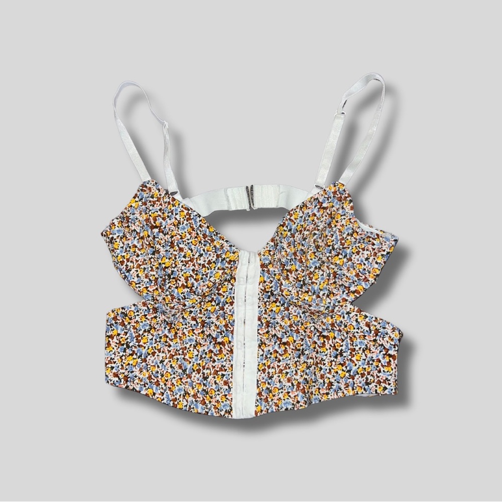 Garage Floral Corset Top; Open Back